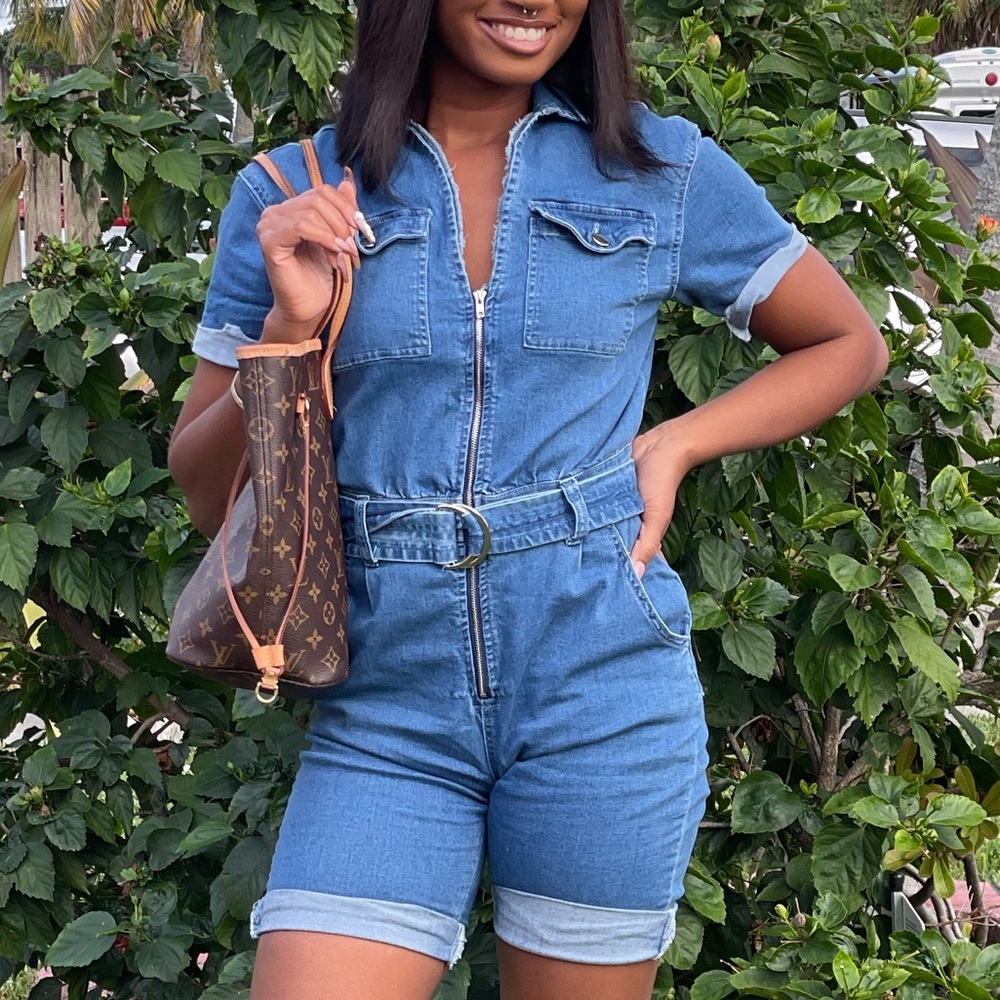 Denim Romper - Medium Wash